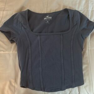 Blue Square Neck Top
